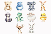 Watercolor Kawaii Forest Animals, an Illustration by Design Market (Thumbnail 4 of 4)