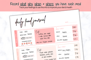 Daily Food Diary Journal - Printable