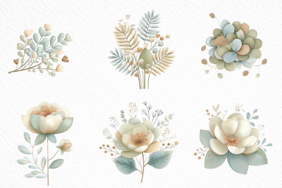 Blush and Blue Leaves Florals, an Illustration by DreamArtGraphic (Photo 8 of 8)