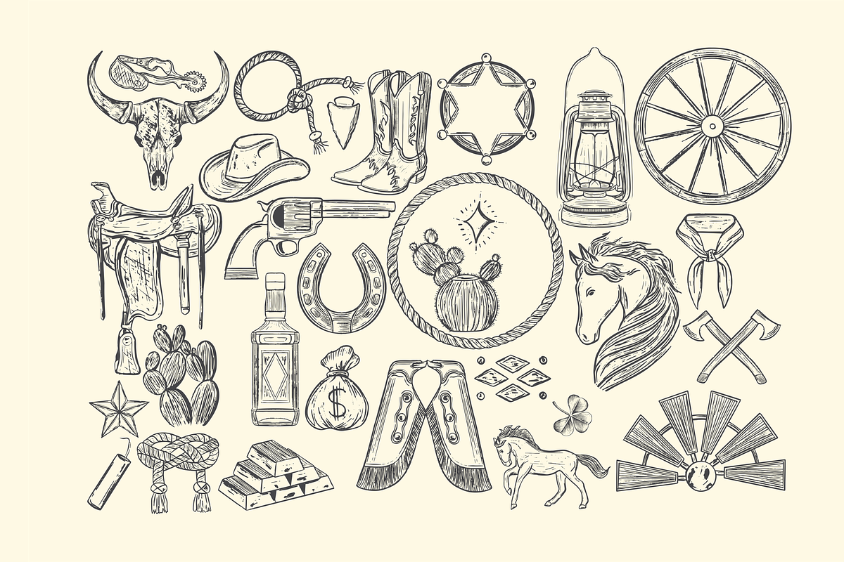 Western Cowboy Essentials Graphics, an Animal Illustration by cmfgraphics (Photo 2 of 3)