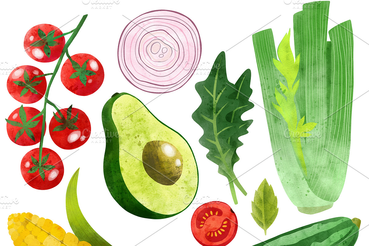 Vegetables, Herbs Watercolor Clipart, an Object Graphic by JSolomatina (Photo 9 of 15)
