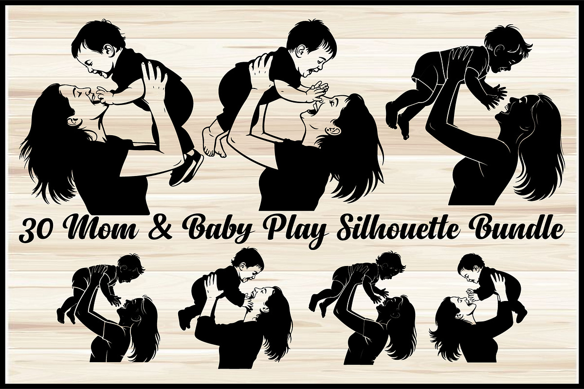 30 Mom Baby Play Silhouette Bundle, a Person Illustration by Artivon (Photo 1 of 4)