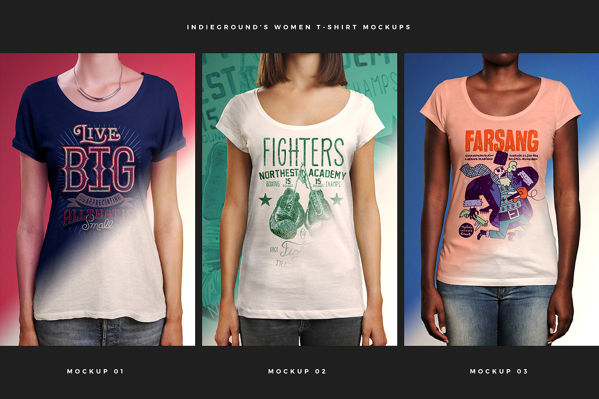 Women T-Shirt Mockups, a Shirt Mockup by Indieground Design Inc. (Photo 2 of 5)