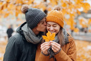 Happy couple sharing a kiss while, a Person Photo by MistyDay