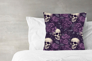 Gothic Skull Rose Seamless Pattern