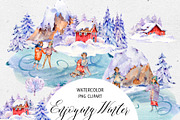 Watercolor Scandinavian Landscape, an Illustration by Belusuab (Thumbnail 1 of 9)