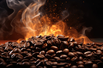 Coffee beans and cup of coffee with, a Photo by Iftikhar Alam
