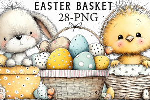 Easter Basket Clipart Set, an Illustration by Libby Wishes
