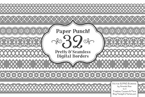 Grey Lace Vector Borders Clipart, an Illustration by Amanda Ilkov