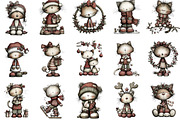 Christmas Whimsical Cats Clipart, an Illustration by Designking (Thumbnail 2 of 5)