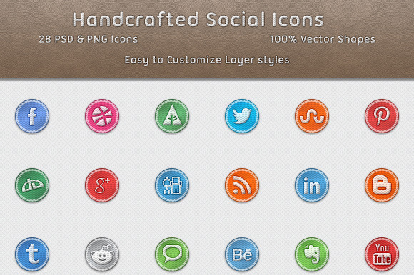 Handcrafted Social Media Icons