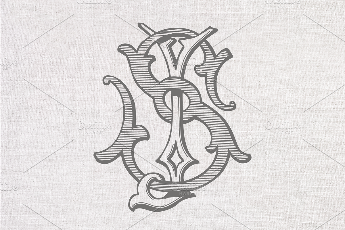 JS vintage monogram, a Decorative Illustration by Vintage Monograms