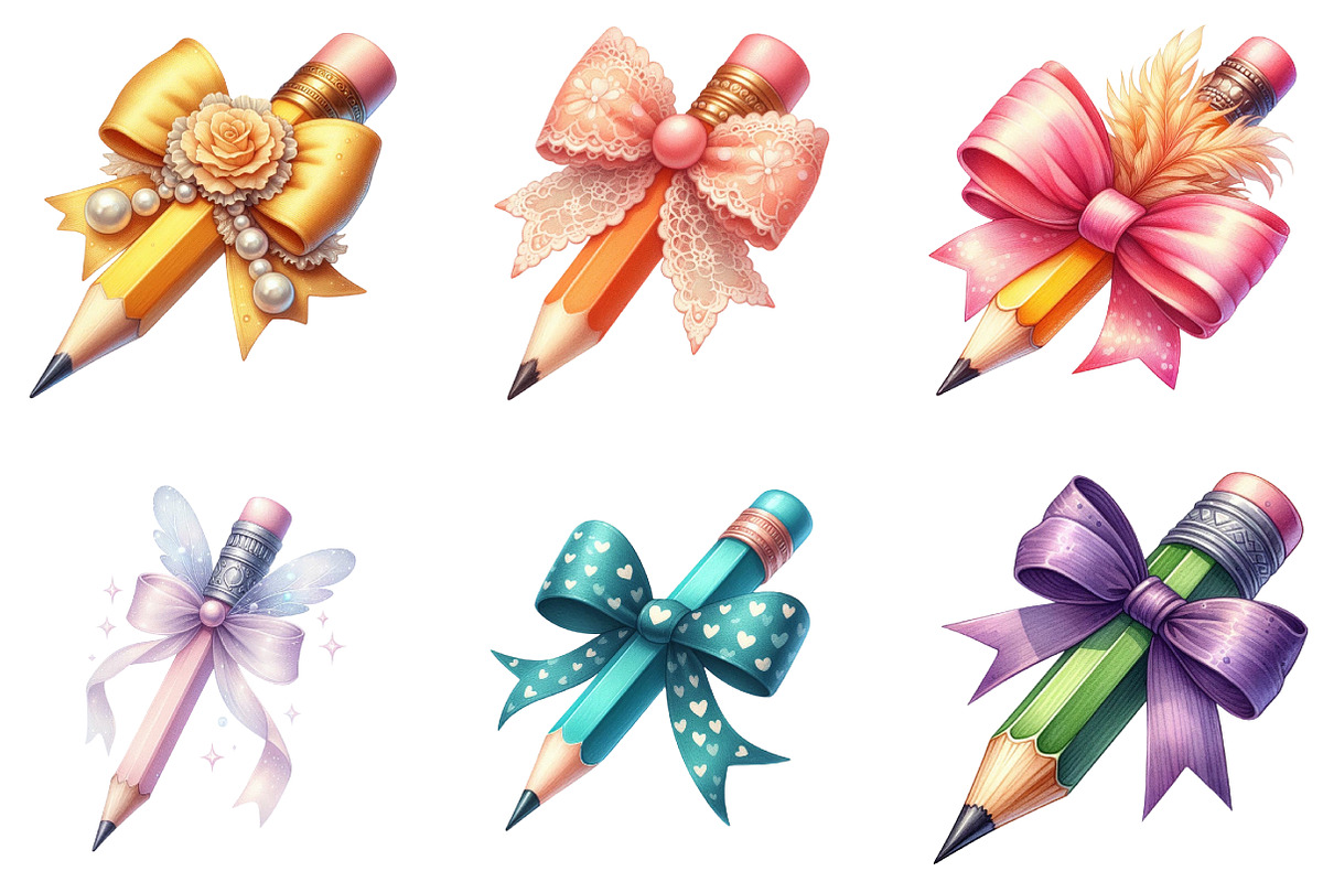 Colorful Coquette Pencil School Clip, an Illustration by DreamArtGraphic (Photo 5 of 5)