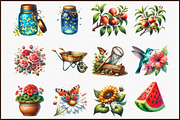 Summer Garden Watercolor Clipart Bun, an Illustration by Sublimation Artist (Thumbnail 3 of 6)