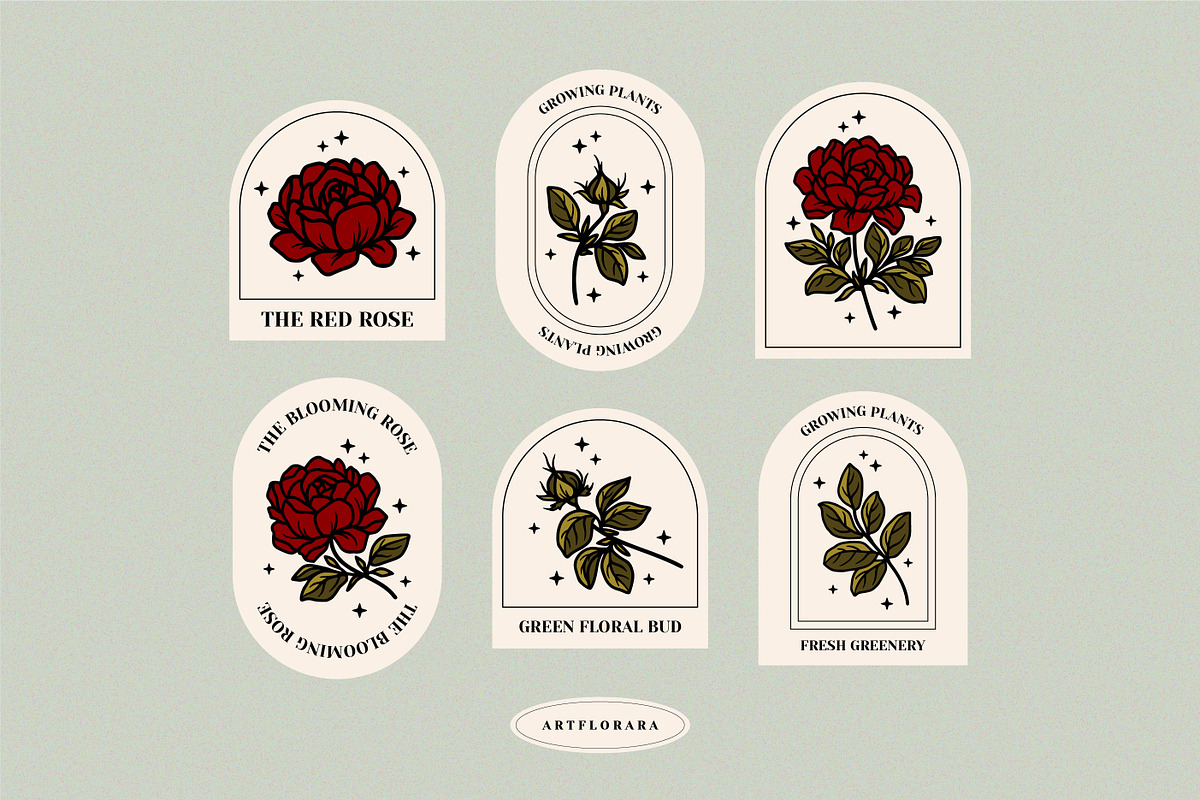 Vintage Dark Flower Lineart Logo Set, an Object Graphic by Artflorara (Photo 6 of 8)