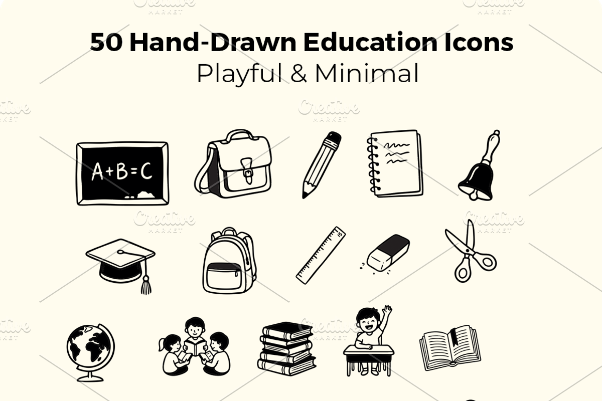 Hand-Drawn Education Icons Set, an Education Illustration by Imran Haroon (Photo 3 of 5)