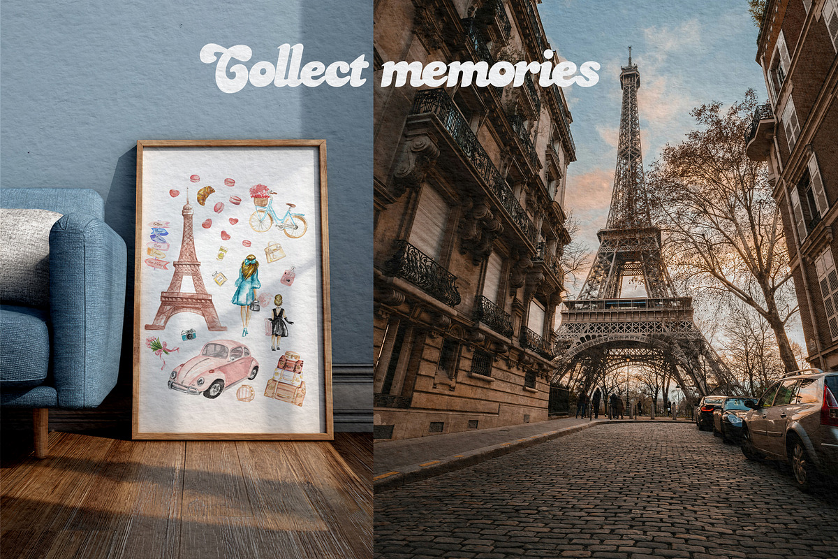 Watercolour Paris Travel Clip art, a Decorative Illustration by HabitusDesigns (Photo 5 of 8)