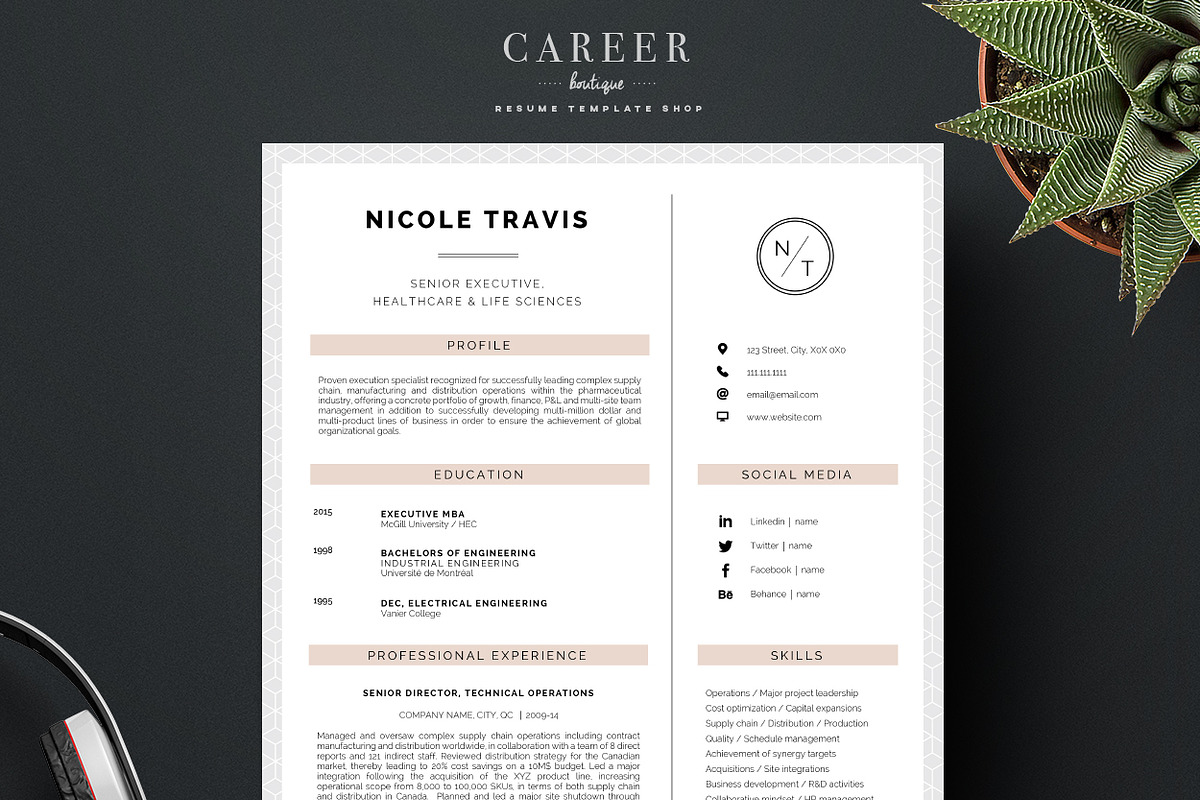 Modern Resume & CoverLetter Template, a Resume Template by careerboutique (Photo 4 of 6)