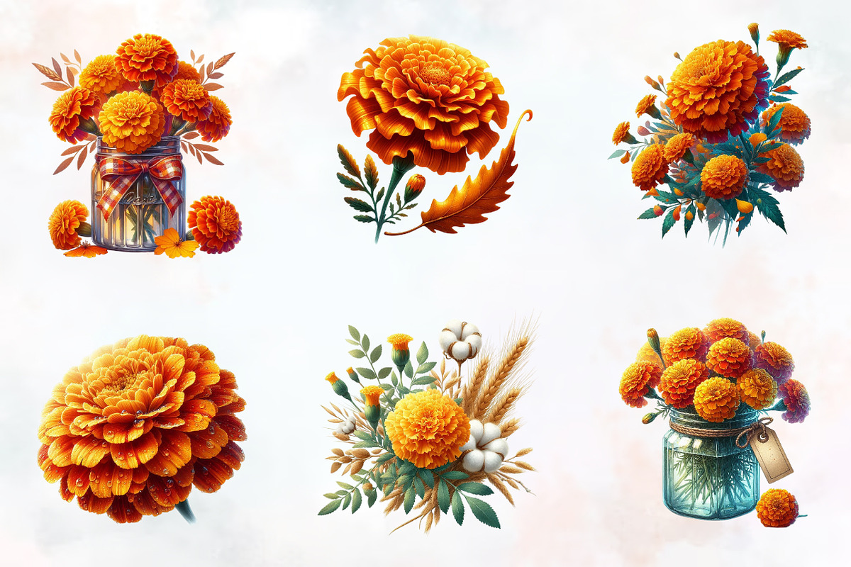 Fall Marigold Clipart, an Illustration by RobertsArt (Photo 2 of 7)