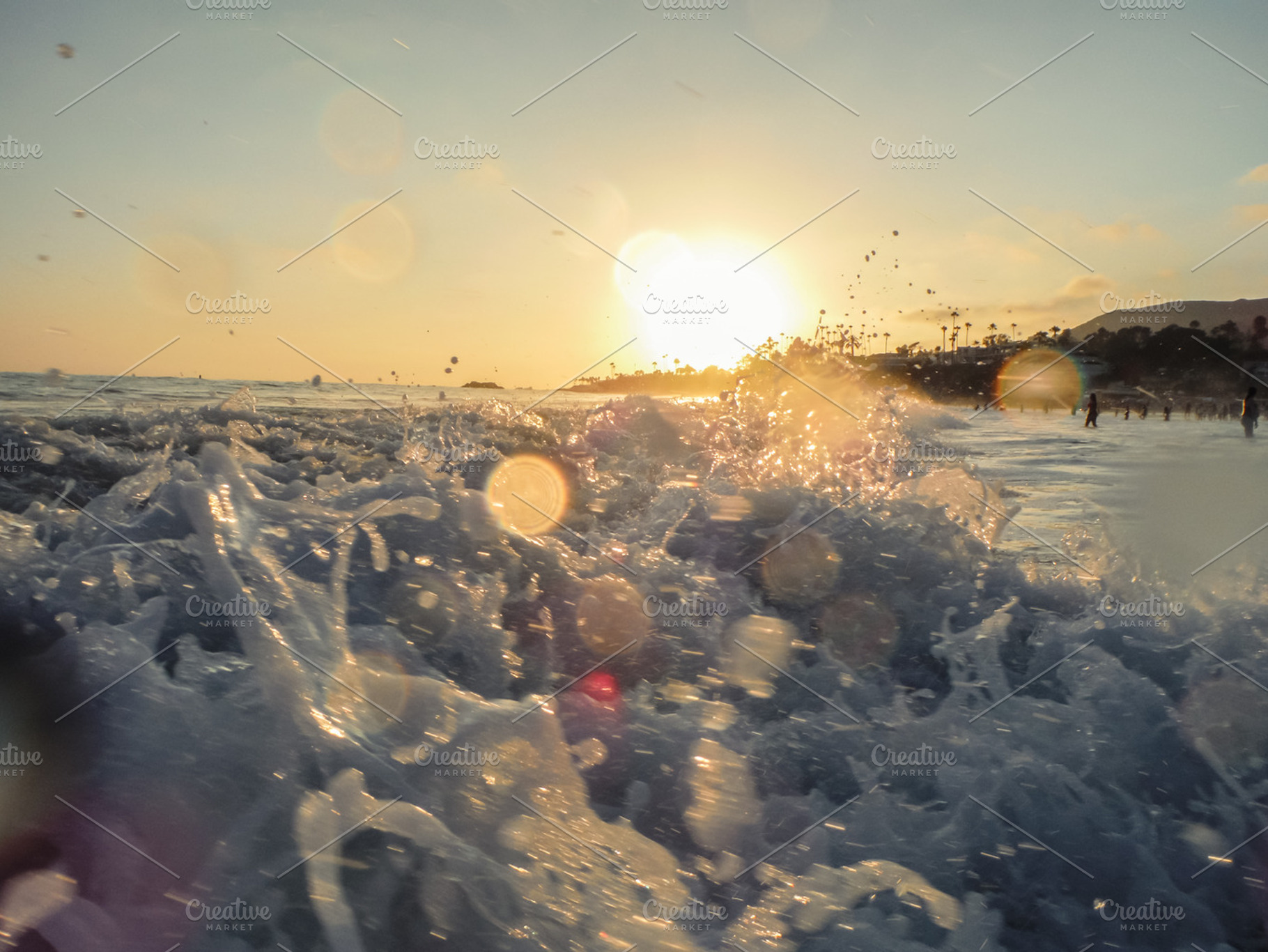 Ocean Waves At Sunset Stock Photo Containing Waves And Beach
