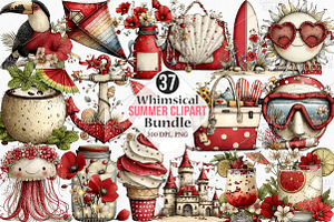 Whimsical Summer Clipart Bundle, an Illustration by Canvas Craft