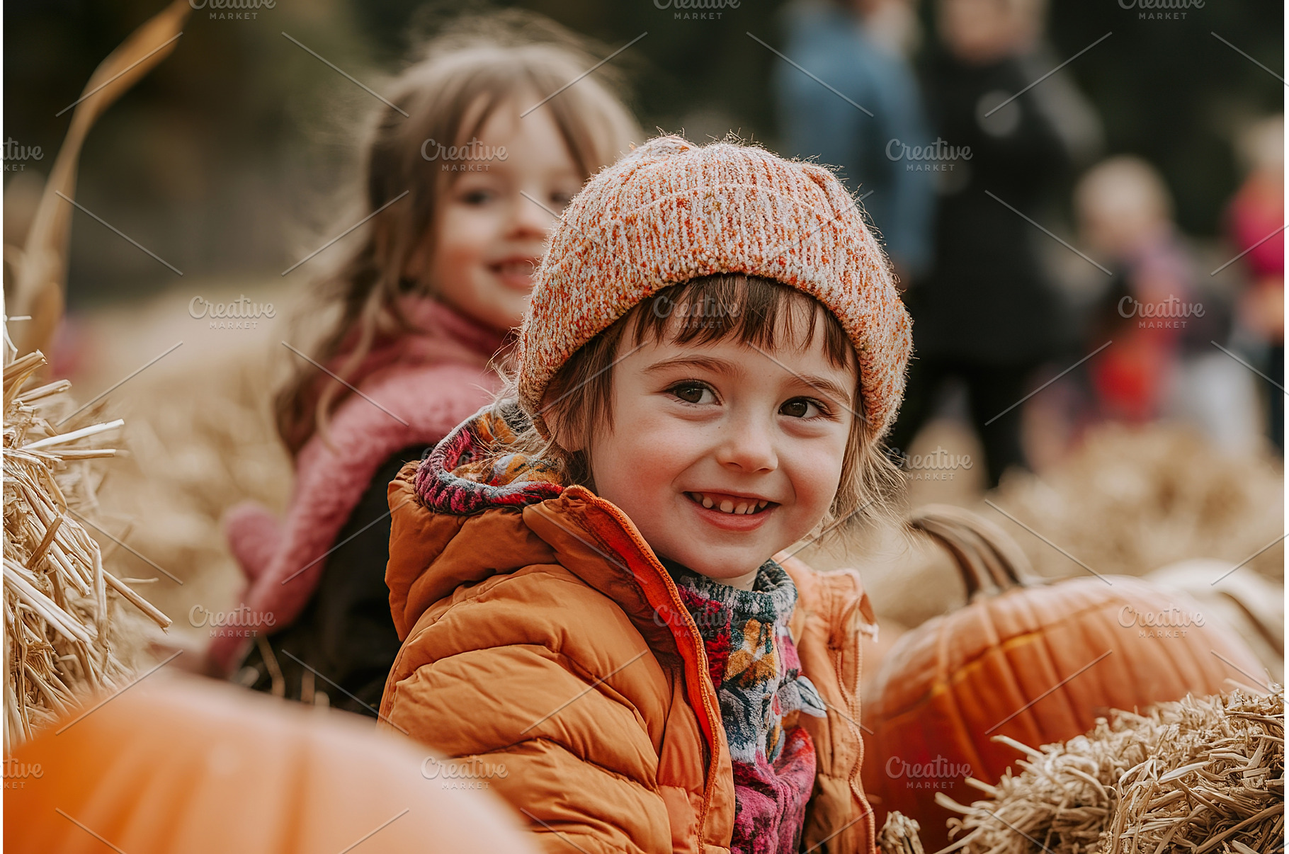 pumpkin patch with children happily, a Nature Photo by Lermont51
