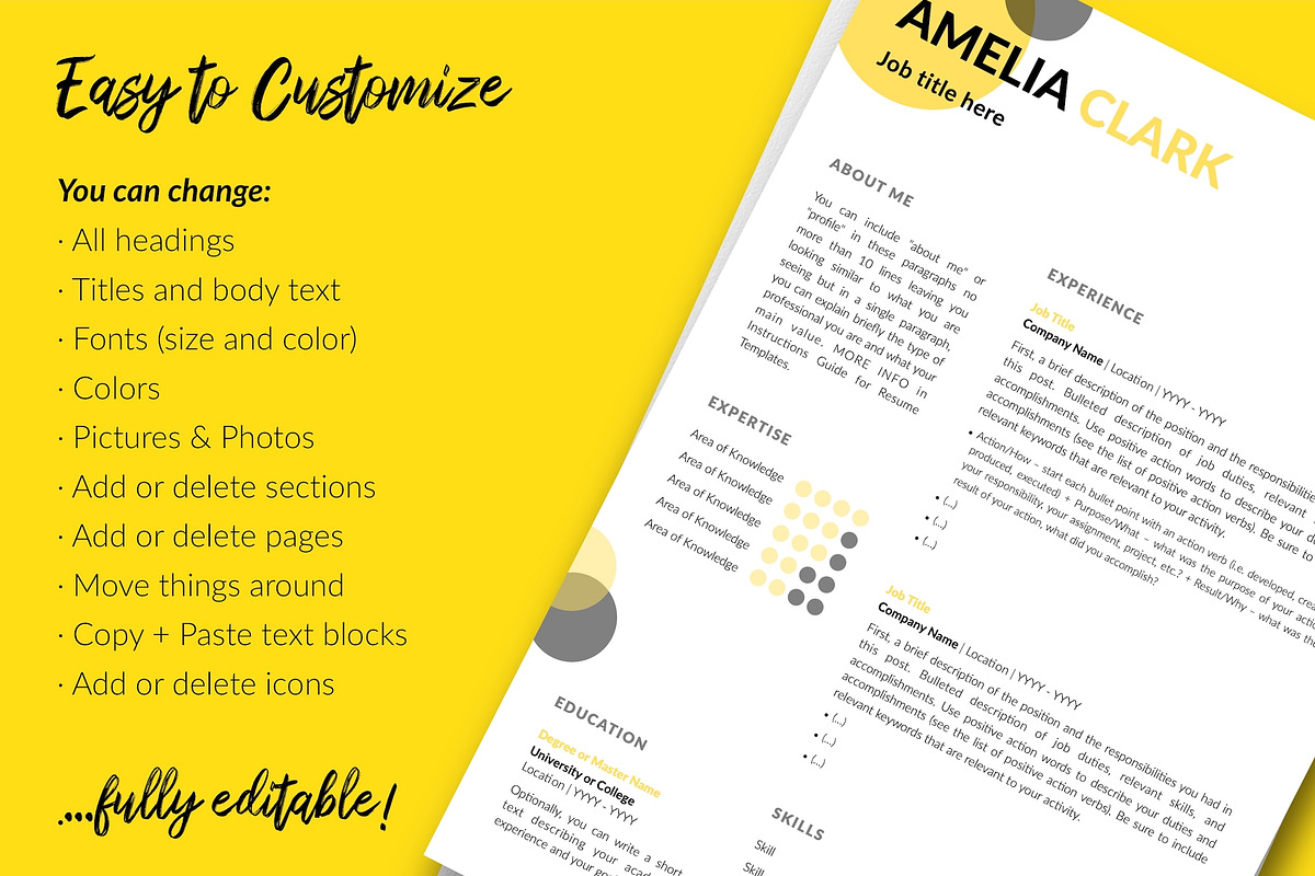 Creative Resume / CV Bundle - Amelia, a Resume Template by Templates Design Co. (Photo 13 of 17)