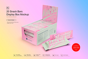 Display Box And Snack Bars Mockup