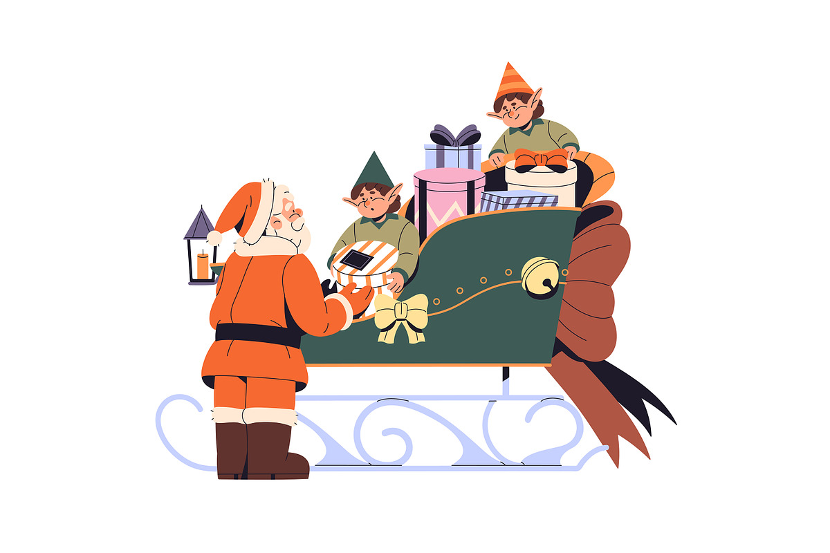 Santa Claus set + Christmas cards, a Seasonal Illustration by PaperTrident (Photo 3 of 12)
