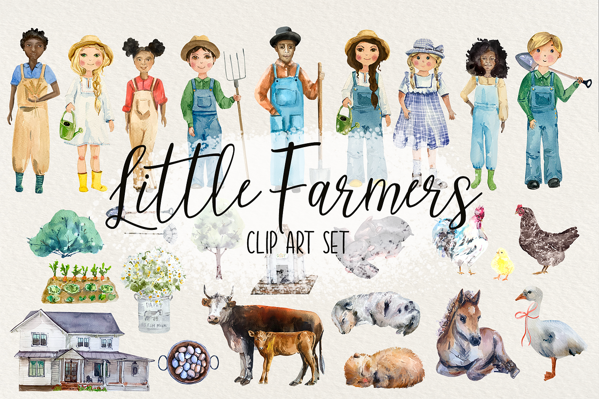 Little Farmers Watercolor Set, a Person Illustration by Tati Bordiu (Photo 7 of 7)