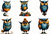 Quirky Christmas Owl Clipart, an Illustration by Black Bird Studio (Thumbnail 2 of 6)