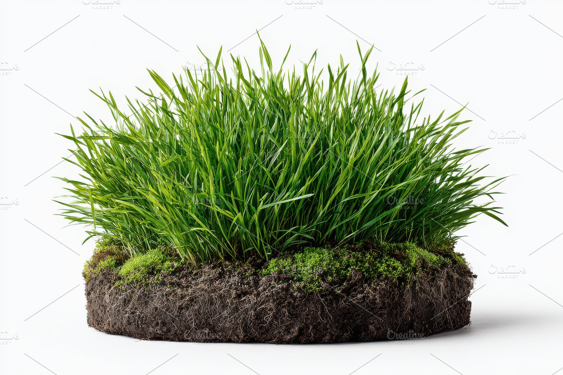 Lush green grass with visible roots, a Photo by Pixeness Studio