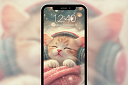 Cute Cozy Cat Phone & iPad Wallpaper, a Graphic by Kalindiprints (Thumbnail 9 of 11)