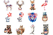 Animals 4th July Clipart PNG, an Illustration by Designking (Thumbnail 2 of 5)