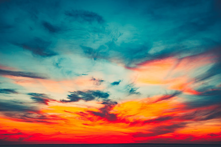 Colorful and dramatic sunset sky background containing sky, sunset, and, a Nature Photo by Goinyk