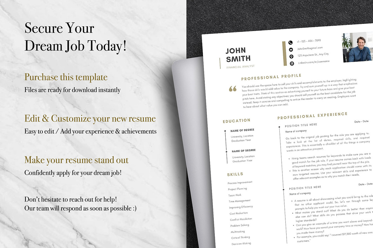 Professional CV Template | Canva, a Resume Template by Lux Resume (Photo 9 of 9)