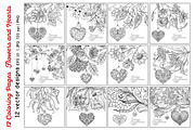 Flowers and Love Hearts, a Decorative Illustration by Elen-Lane (Thumbnail 2 of 6)