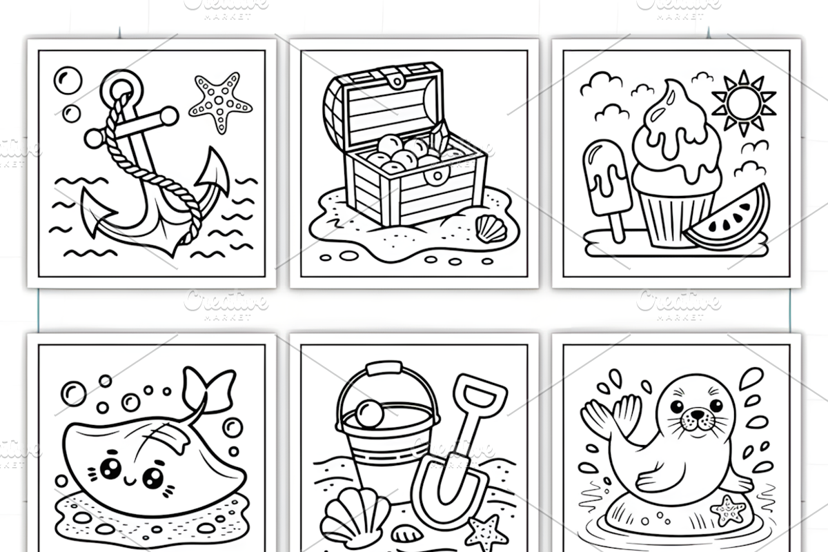 Bold Easy Cute Summer Coloring Pages, a Seasonal Illustration by Design Station (Photo 4 of 4)