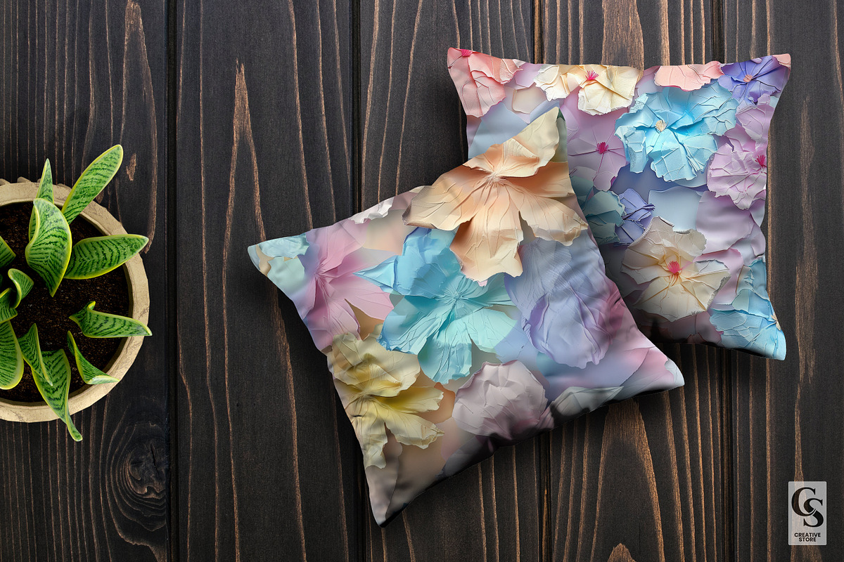 Pastel Torn Paper Flowers Patterns, a Pattern Graphic by Creative Store (Photo 5 of 5)