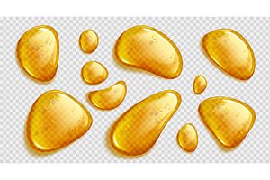 Transparent golden liquid droplets, a Food Illustration by art PVP - market