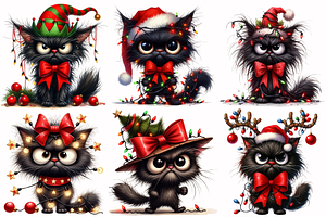 Grumpy Black Cat Clipart