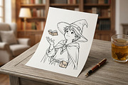 Cute Wizard Coloring Book Page Vol9, a Seasonal Illustration by ikarifq shop (Thumbnail 4 of 5)