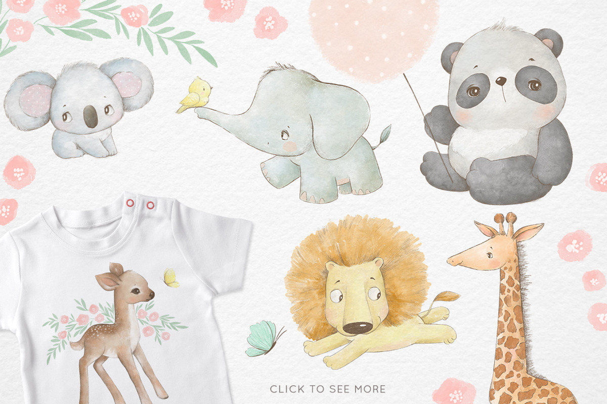 Watercolor baby animals, an Animal Illustration by Magic & Dreams (Photo 2 of 8)