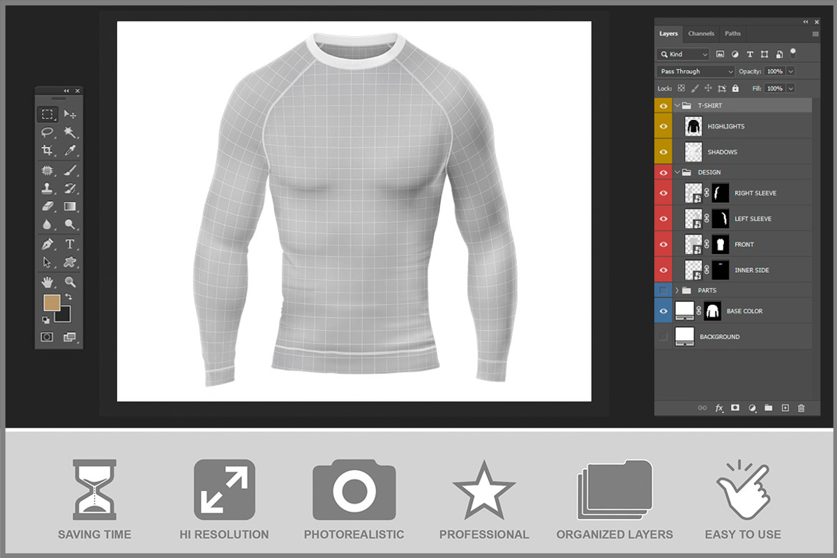 Long Sleeve Compression Mockup PSD, a Shirt Mockup by Bruno's Shop (Photo 3 of 5)