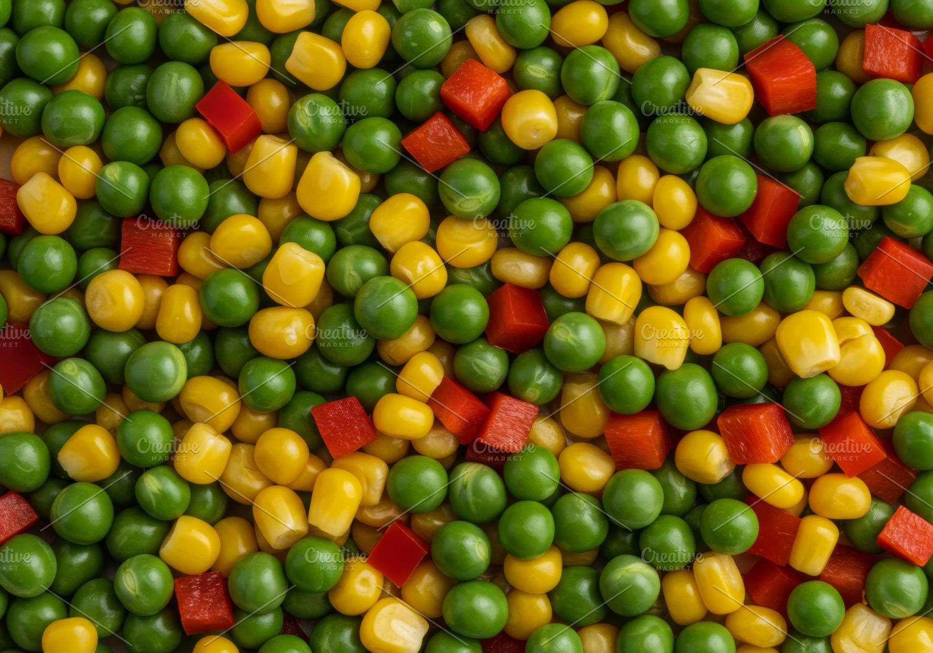 Colorful mix of green peas, sweet co, a Food & Drink Photo by professorinc