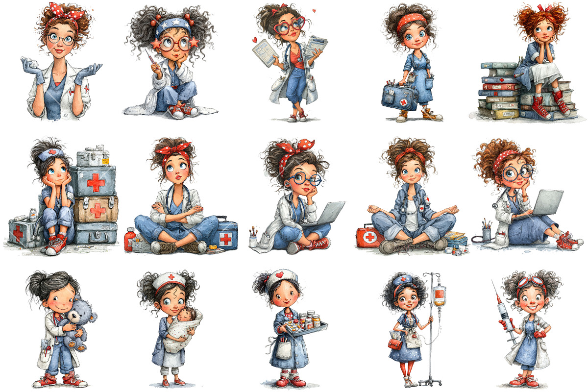 Whimsical Nurse PNG Clipart, an Illustration by OK Design (Photo 3 of 6)