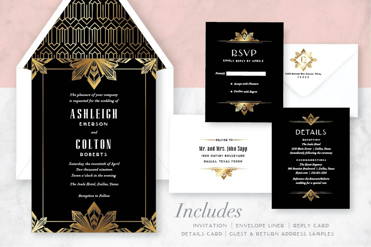 Modern Meets Art Deco Invite Suite, an Invitation Template by StoryBird Design (Photo 2 of 6)
