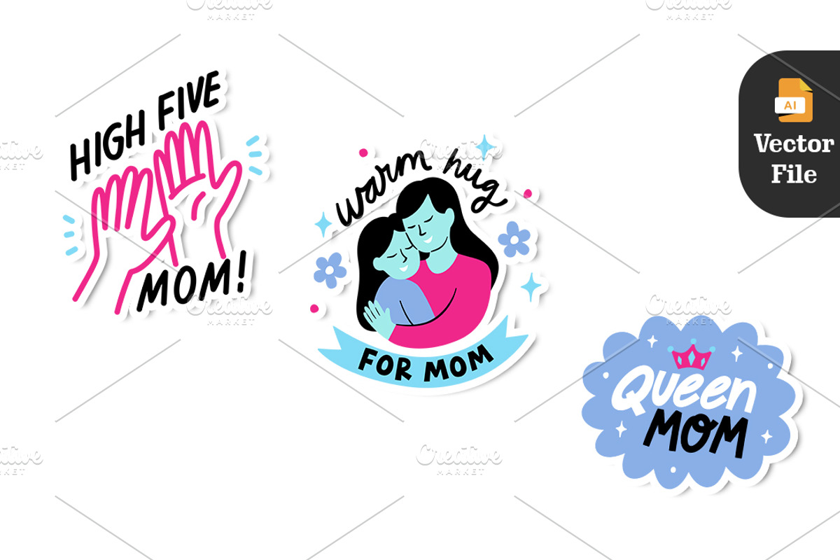 Mother’s Day Vector Stickers Bundle, an Object Graphic by Peacock_design (Photo 8 of 8)