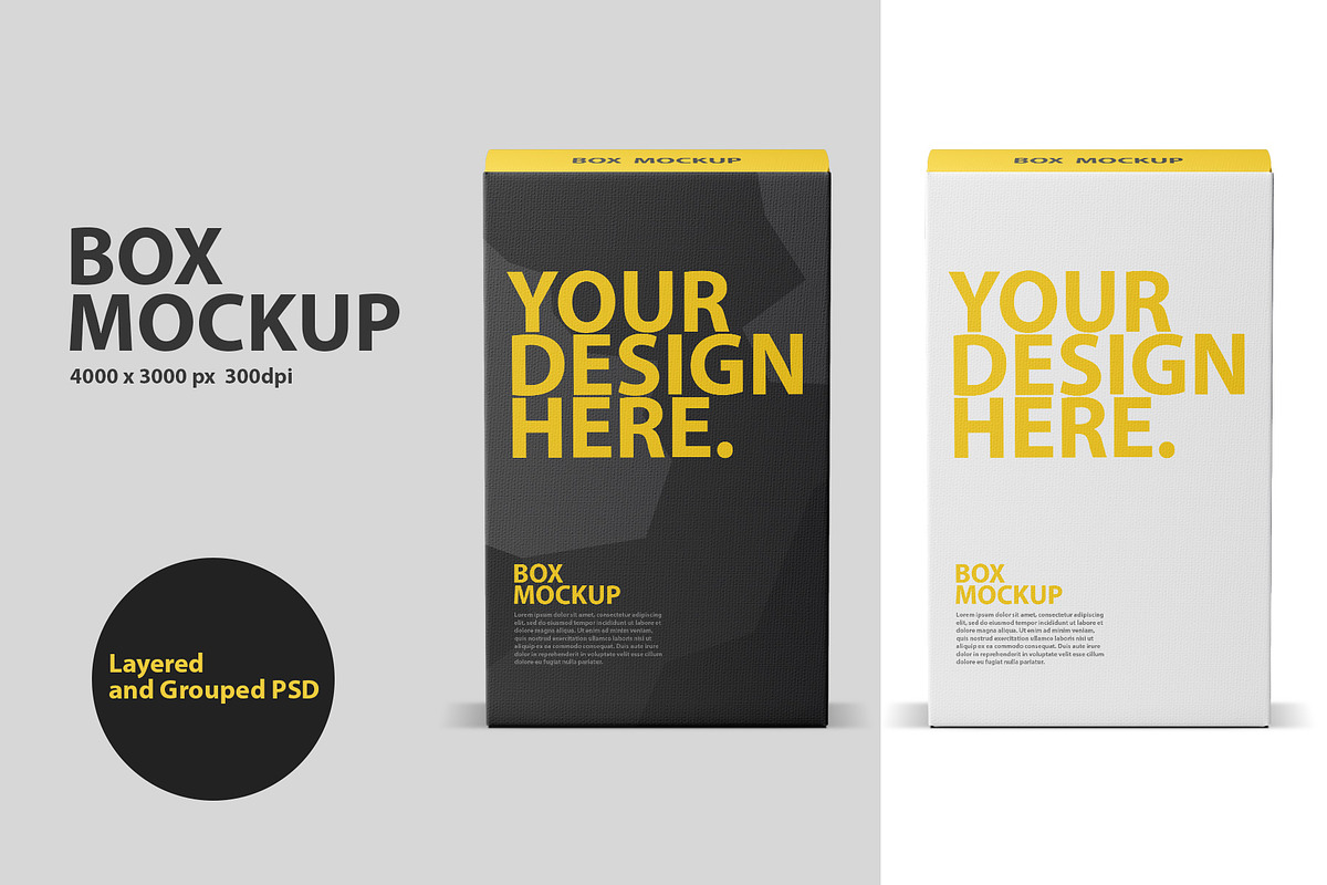 Textured Box PSD Mockup, a Packaging Mockup by GreatFruit (Photo 1 of 6)