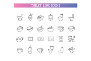 Toilet and Bathroom Icons Set, an Outline Icon by Tettygreen (Thumbnail 1 of 2)